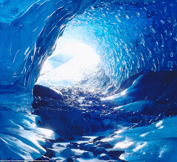 Picture 3 of The glacial ice is under the river in Alaska
