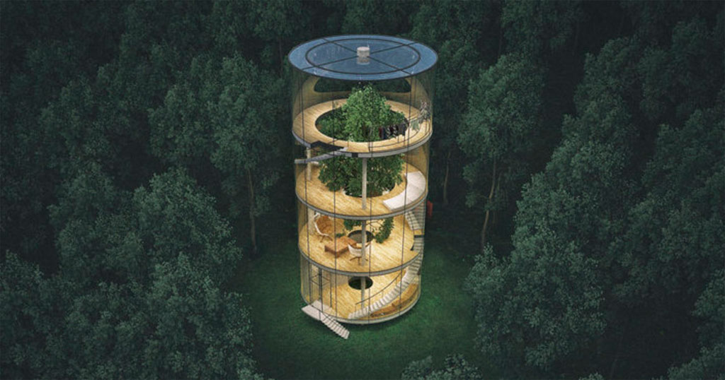 Picture 1 of The house is transparent throughout the forest