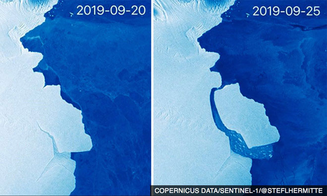 Picture 1 of The ice is as big as London in 'wobbly teeth' apart from Antarctica