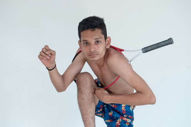 Picture 1 of The Indian boy has a flexible body like rubber, 360 degrees of his shoulders and a 180-degree neck