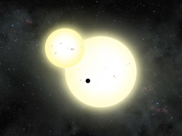 Picture 1 of The largest solar system outside the solar system revolves around two stars