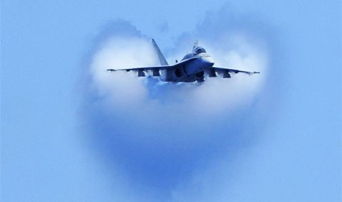 The moment the plane pierced the sound barrier