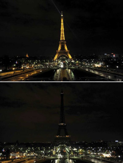 Picture 1 of The moment to turn off the lights of famous buildings