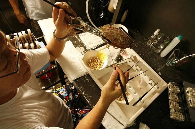 Picture 10 of The past is to display the process of producing rare and precious gold pearls