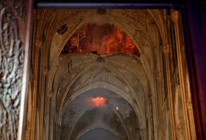 Picture 1 of The scene inside Notre Dame Cathedral after the fire