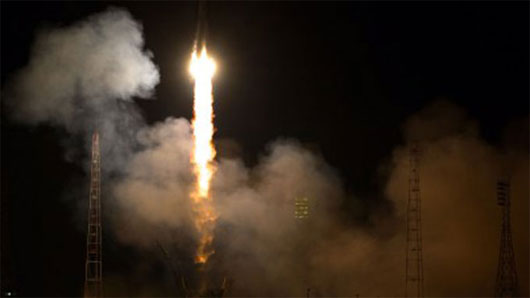 Picture 1 of The Soyuz TMA-12M spacecraft brings new crews to ISS