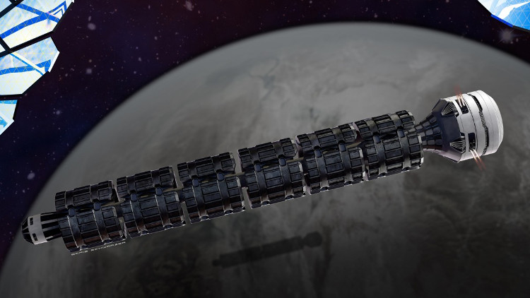 Picture 1 of The space train travels from Earth to the Moon in two minutes
