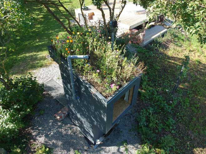 Picture 8 of The toilet uses manure to grow flowers on the roof, then guides the flowers on to the person sitting inside to smell