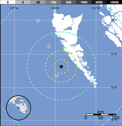 Picture 1 of The west coast of Canada again shook because of the earthquake