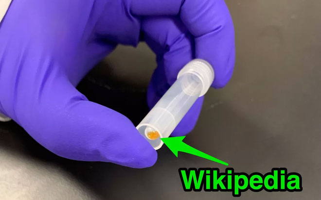 Picture 1 of The whole 16GB of English Wikipedia is stored on DNA, which is in this test tube