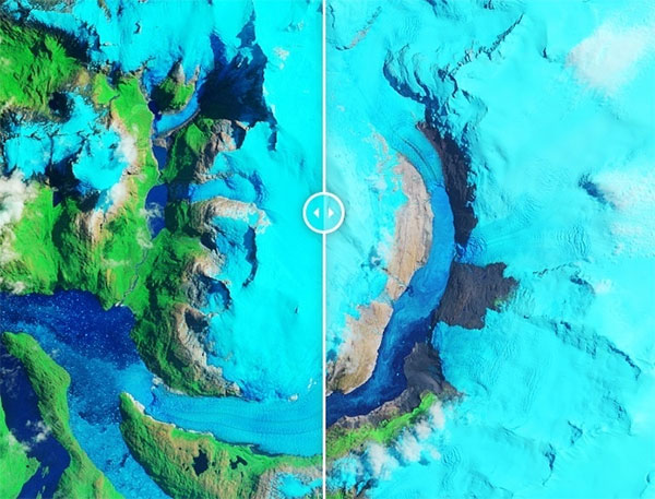 Picture 1 of The world's fastest melting glaciers through satellite images 30 years apart