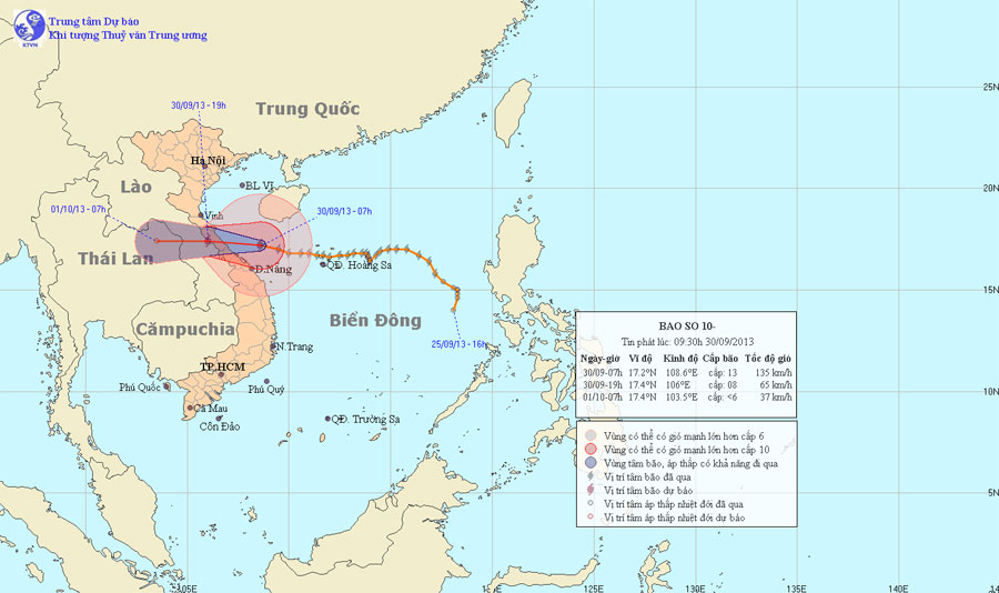 This afternoon, storm No. 10 landed in Ha Tinh - Quang Tri