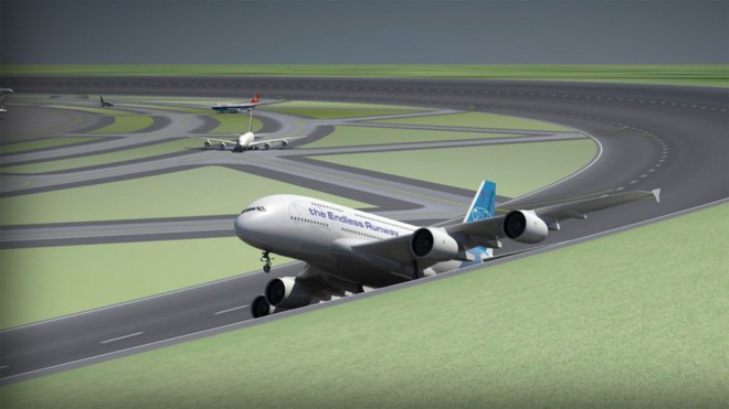 Picture 4 of This is an utopian solution to overcome the shortage of areas for airport construction: circular runways