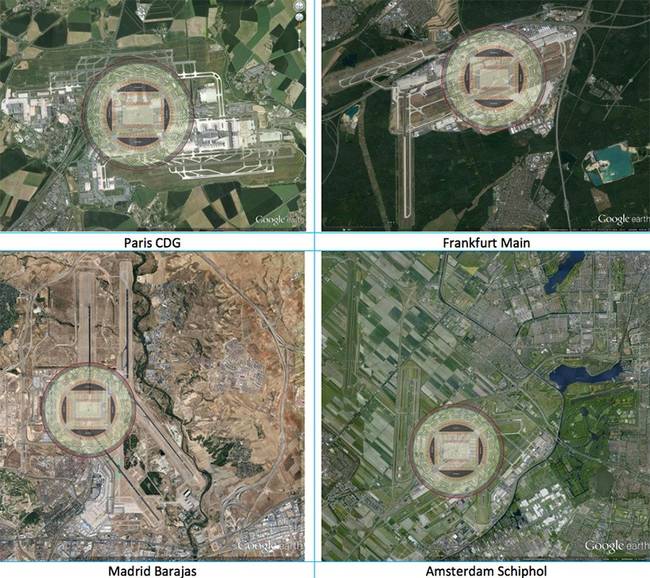 Picture 5 of This is an utopian solution to overcome the shortage of areas for airport construction: circular runways