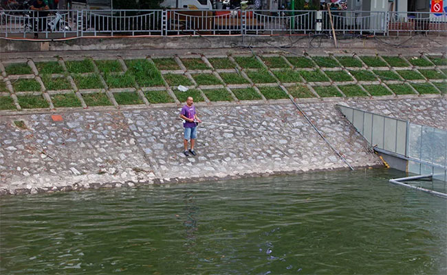 Picture 9 of To Lich River suddenly turns green after receiving water from West Lake