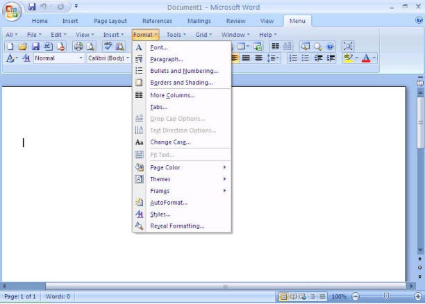 Traditional interface for Office 2007