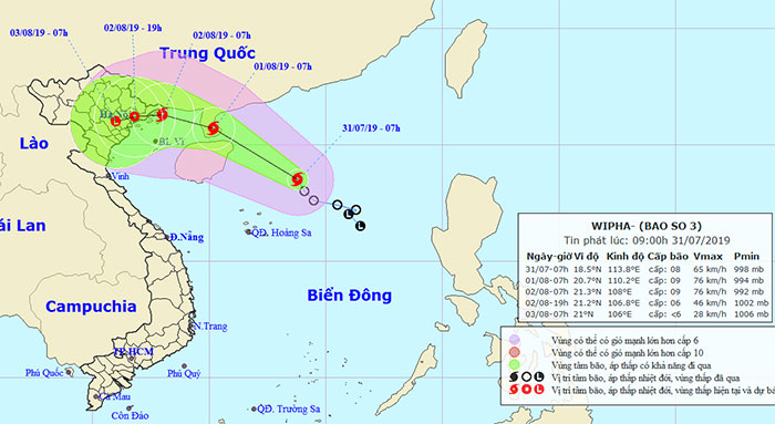 Picture 1 of Tropical depression intensified into storm No. 3 - WIPHA storm