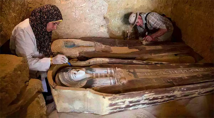 Picture 1 of Two mummies in the 4,500-year-old ancient cemetery in Egypt