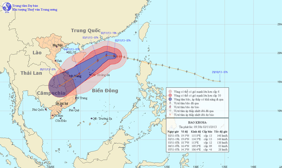 Picture 1 of Typhoon Krosa can cause heavy rain in the Central region