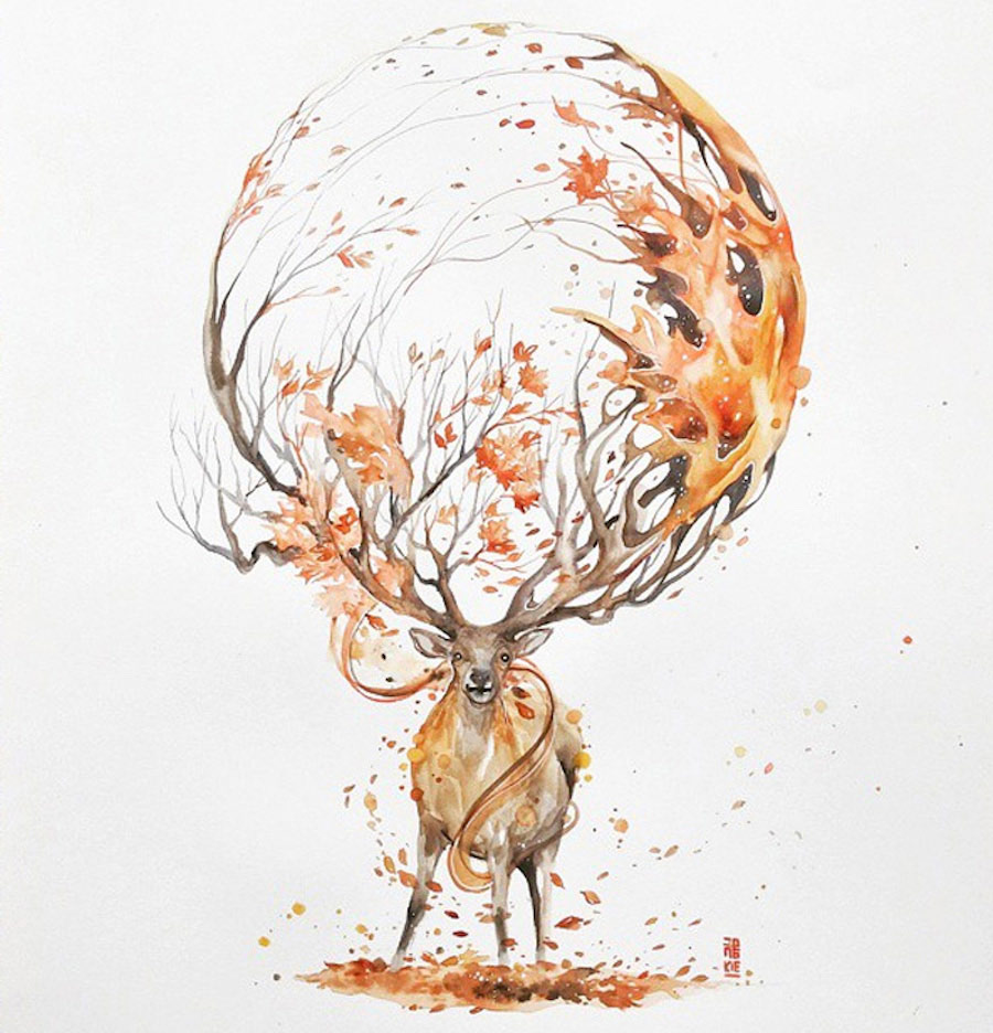 Picture 9 of Unique animal world through watercolor paintings