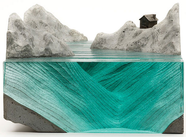 Picture 1 of Unique glass sculpture art on ocean waves