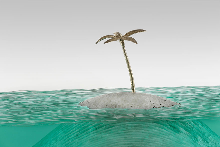 Picture 2 of Unique glass sculpture art on ocean waves