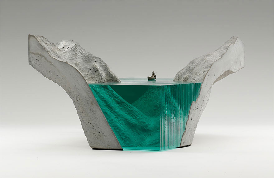 Picture 3 of Unique glass sculpture art on ocean waves