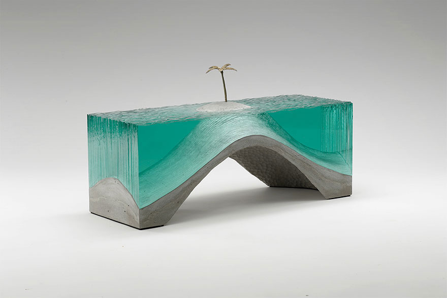 Picture 4 of Unique glass sculpture art on ocean waves