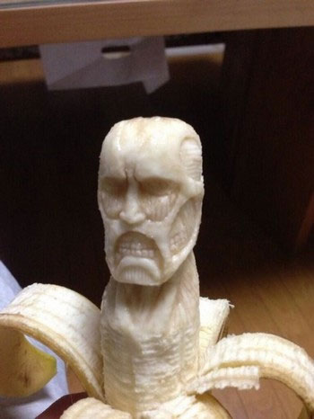 Picture 8 of Use a spoon and toothpick to sculpt on a banana