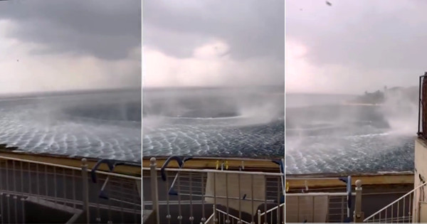 Picture 1 of Video: Giant water vortex appears on the island of Greece