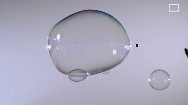 Picture 1 of Video: The reason soap bubbles don't break when poked by hand