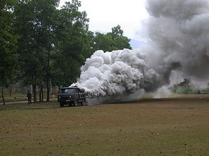 Picture 1 of Vietnam has built a large smoke-release device