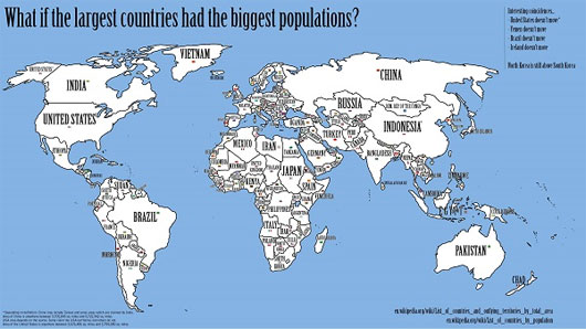 Picture 1 of Vietnam moves to the Arctic if the world is rearranged according to population
