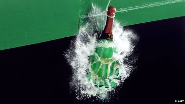 Picture 1 of Why before the launch, people often break a bottle of wine?