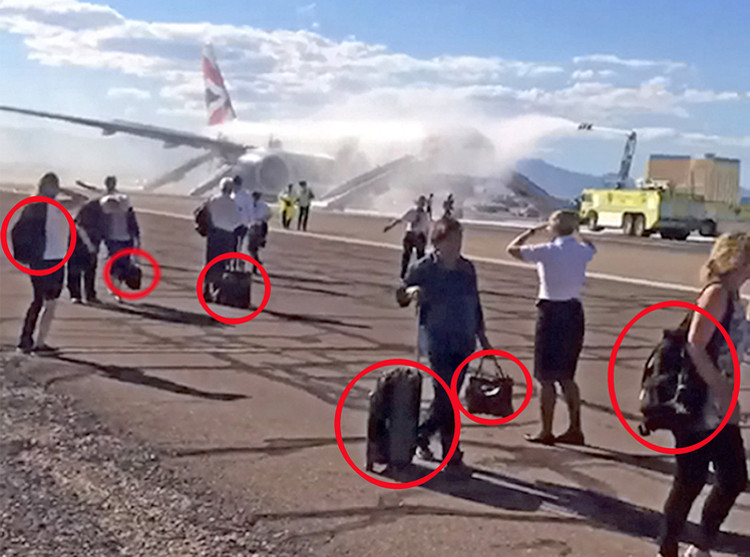 Picture 1 of Why does the client not give up luggage even though the plane is about to explode?