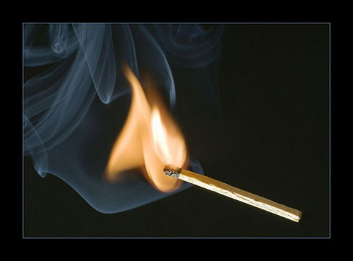 Picture 1 of Why is a horizontal match bent when burning?