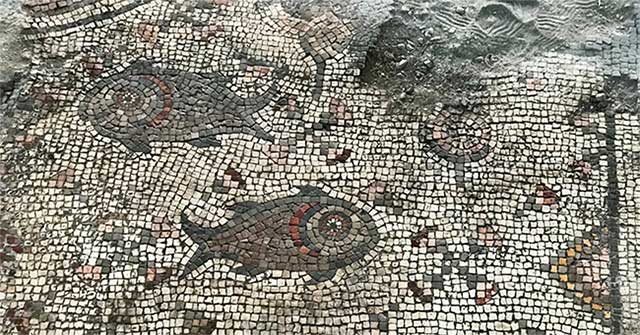 1,500-year-old stone mosaic buried in ash