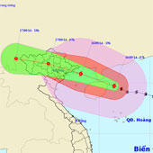 19h tonight, the storm center is located on the waters of Quang Ninh - Hai Phong
