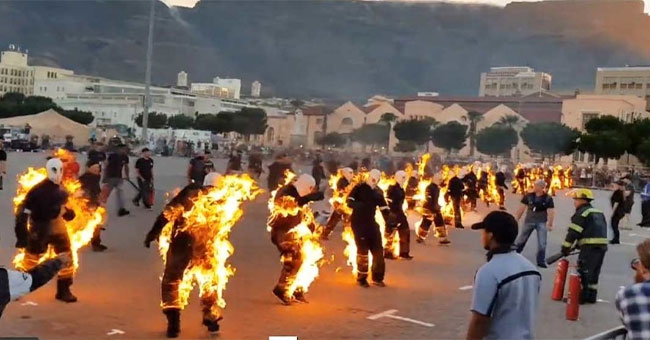 32 people set themselves on fire to set a world record