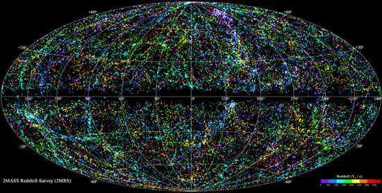 50,000 brilliant galaxy strips on 3D universe map