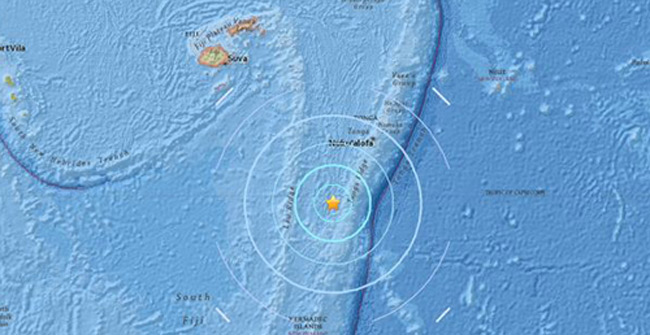 8.2 degree earthquake off the island of Fiji