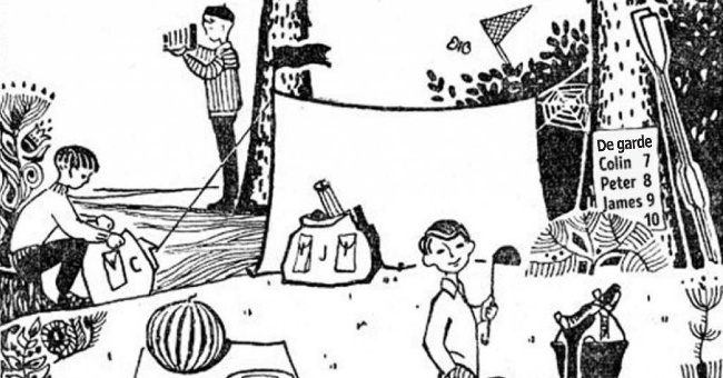 A puzzle for children makes many adults kneel down