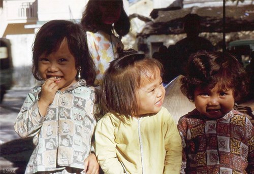 A series of colorful photos of children in the South and Central before 1975