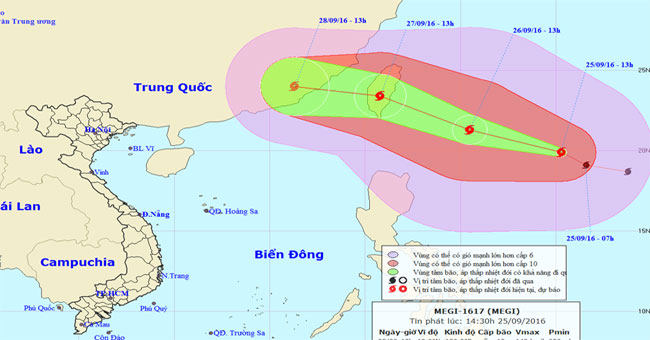 A strong storm of level 14 appeared in the South China Sea