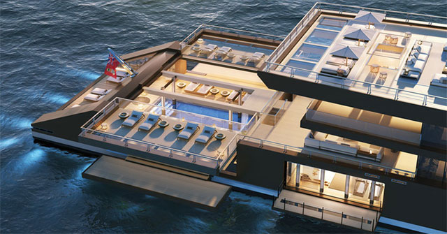 Admire the luxury yacht with enough garden, swimming pool, gym room and VIP room
