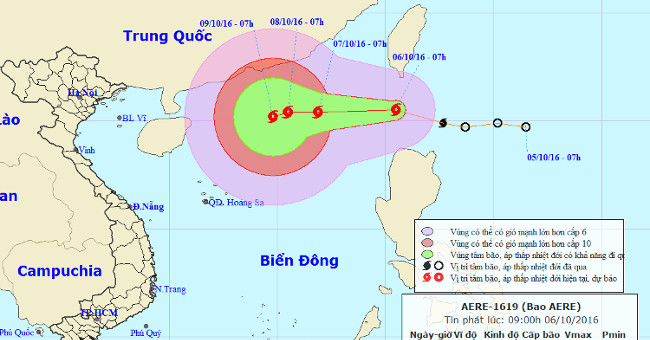 Aere storm jerks 10-12 levels into the South China Sea