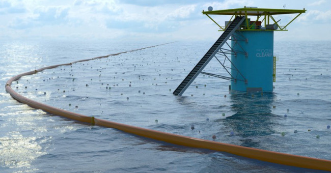 Ambition to clear ocean trash with rubber fence