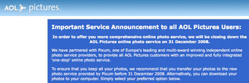 AOL stops providing a wide range of services