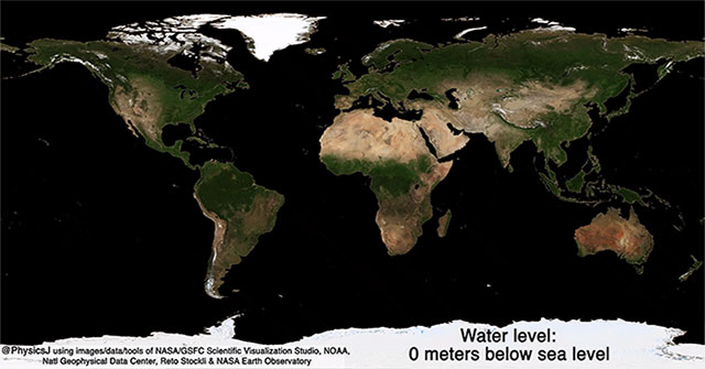 Appearance of the Earth when there is no ocean covered