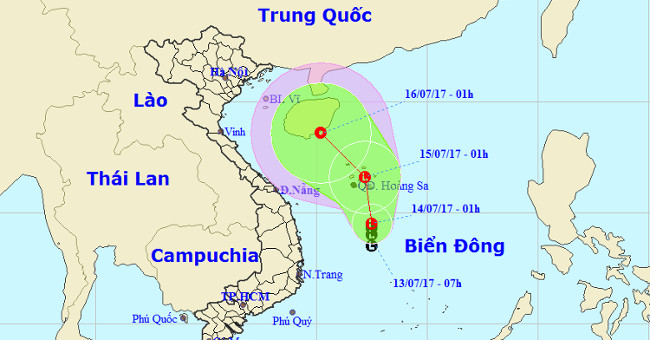 Appearing low pressure area in the South China Sea
